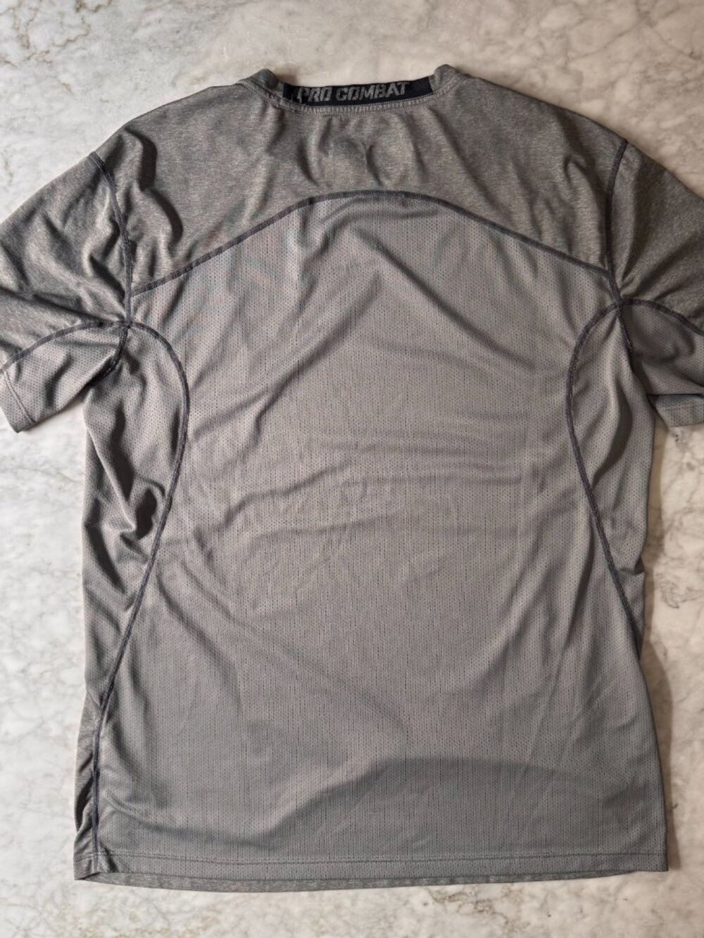 Nike Pro Combat Dri-fit Men's Short Sleeve T-Shirt Crew Neck Gray Size Large L - Picture 2 of 11